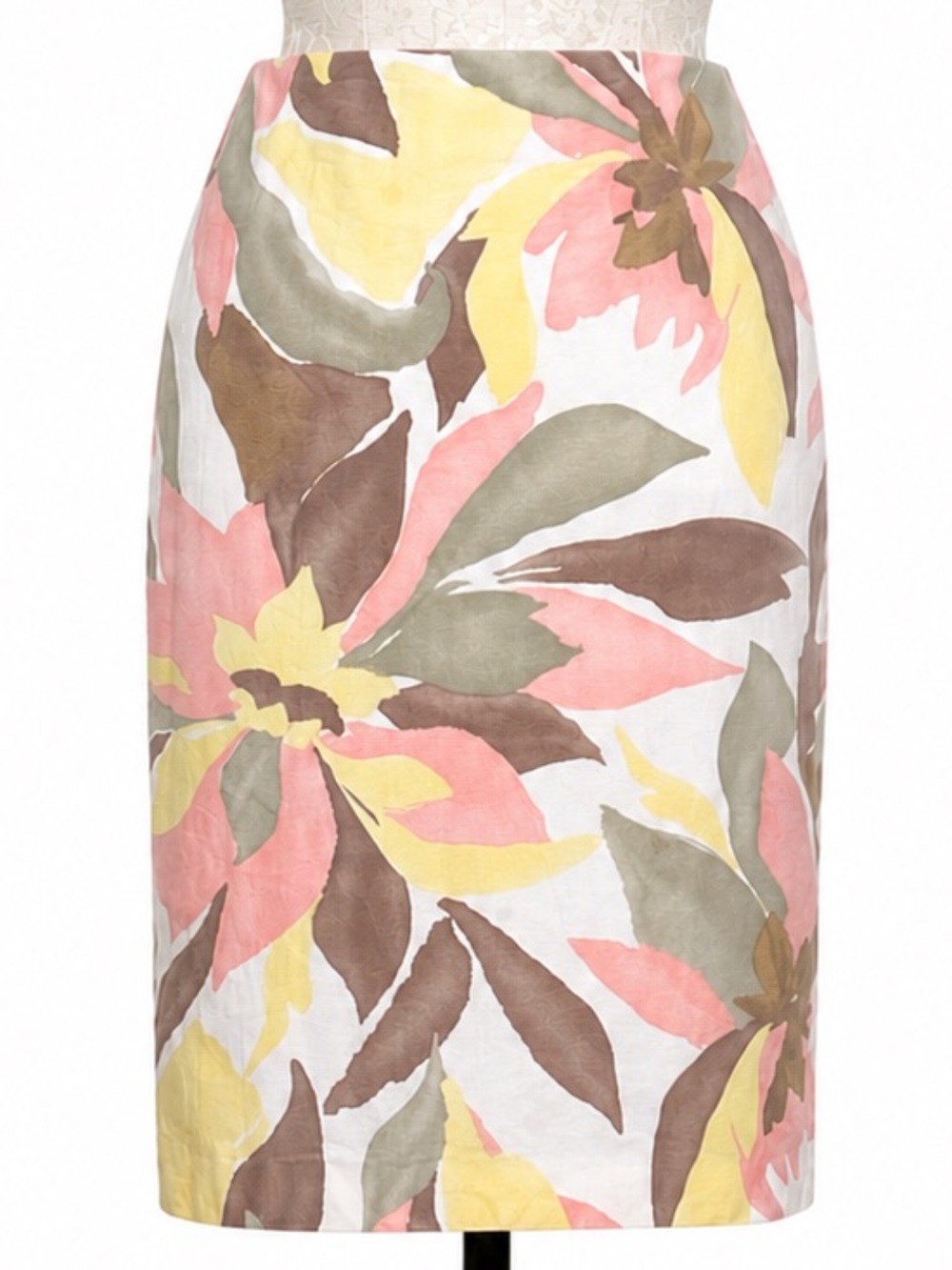 Lafayette 148 New York Floral Pencil Skirt 100% Cotton Size 14